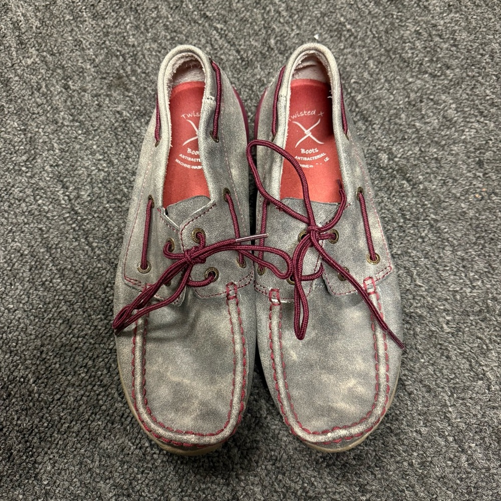 Twisted X Women's Boat Shoe Driving Moc Size 9M Style WDM0121 Grey Berry